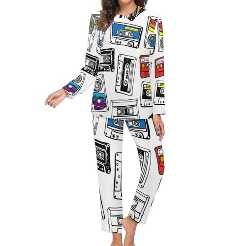 Ensemble de pyjama femme style retro ruban pour nuits fraiches