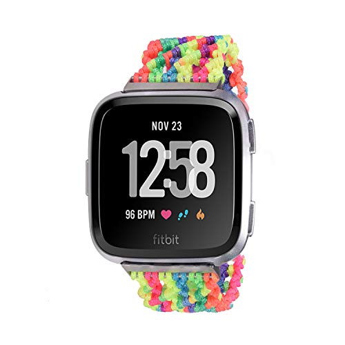 Bandmax Compatible for Colorful Fitbit Versa Watch Bands LGBT Gay Pride Nylon Woven Braided Bohe Fitbit Versa Sport Straps Accessories Men Women Wristband Replacement Band for Vresa with Metal Buckle