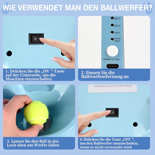 Rawhui Hunde Ballwurfmaschine Automatisch Interaktives Hundespielzeug Elektrisch mit 6pcs Tennisbälle für Kleine und Mittlere Hunde