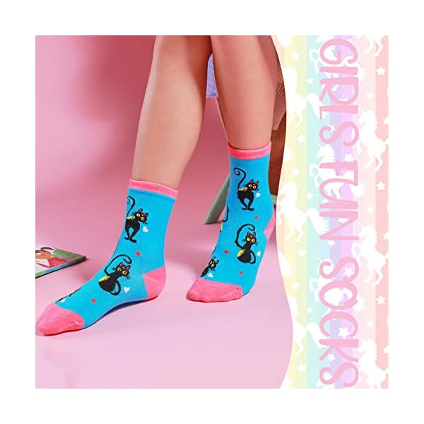 ANTSANG Kinder Socken für Mädchen Jungen Lustige Socken Baumwolle Geschenke Bunte Weich Neuheit Kindersocken 6 Paar – Bild 4