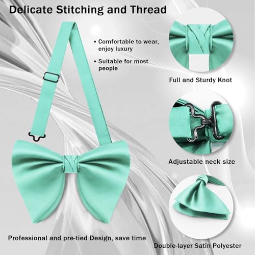 Image of Mens Bow Tie Pre Tied Oversized Bow Ties for Men Satin Bowties for Tuxedo Wedding Party Banquet