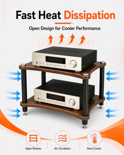 Soporte multimedia AV resistente y estante de componentes de audio con gran espacio para el hogar 8