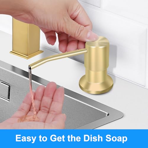 Image of Soap Dispenser Kitchen Sink, Sink Soap Dispenser, 47 inch Extension Tube kit, Dish Soap Dispenser Pump, No Need More Refills (Gold)