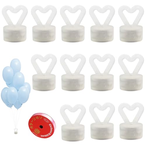 12pcs Balloon Weights with Pink Ribbon 9m Helium Balloon Weights Plastic Table Floor Magnetic Reusable for Birthday Party Wedding Decor