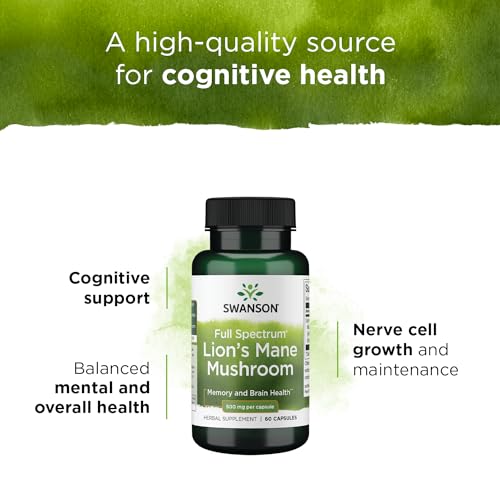 Swanson Lion's Mane Mushroom Capsules - 500 mg Each, 60 Capsules - Herbal Supplement Supporting Cognitive Function - Image 5