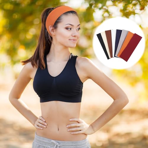 Image of Fishinsea 8 Pack Sport Headbands for Women, Elastic Soft Fabric Non-Slip Hair Bands Hair Warp for Daily Workout Yoga Running Sports, Combo 8