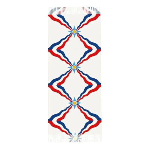 Womens Scarf - Novelty Assyrian Flag Fringe Scarves Winter National Symbols Printed Stole,For Evening Dresses2