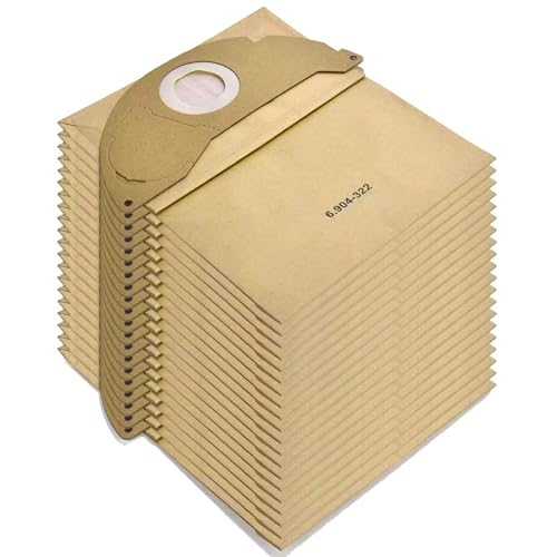 20 Bolsas Aspiradora WD2, Compatible con Kärcher WD2 Premium, MV2, WD 2.200 a WD 2.550, A2004, A2054, A2099, para 6.904-322.0, Bolsa de Filtro de Papel Universal (WD2)