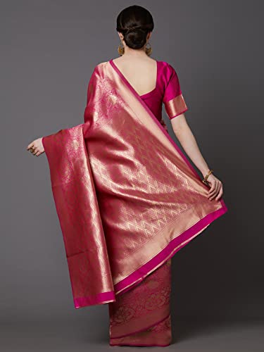 Image of AKHILAM Women's Kanjivaram banarasi silk Woven Design Saree With Unstitched Blouse Piece Saree With Un-Stiched Blouse