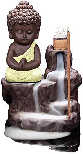 Buda hecha a mano de la cascada de Reflujo quemador de incienso, incienso quemador de incienso Reflujo titular del Ministerio del Interior for la decoración del dormitorio de la yoga con 10 piezas de
