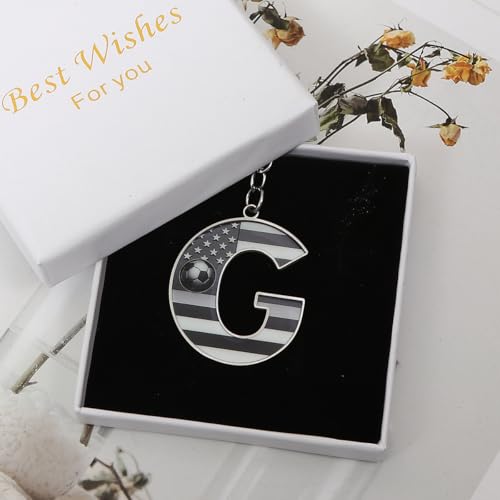 Bag Charms Initial A-Z Letter Keychain Bag Charm Soccer Keychain for Handbags Sports Bag