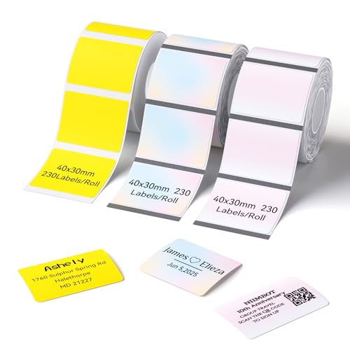 Image of NIIMBOT 3 Rolls Label, 40x30mm, Fluorescent Yellow /Blue /Pink, Compatible with B Series Label Maker, for Thank You Sticker, Kitchen Jar, Item Name, for Home Shool Small Business Oragnization