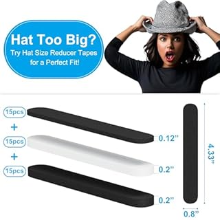 Allgawise (Pack of 45 Hat Size Reducer, Hat Sizer Reducer Insert, Make Smaller Sweatband, Self Adhesive Resizer Foam Tape for Hat Cap, Black and White