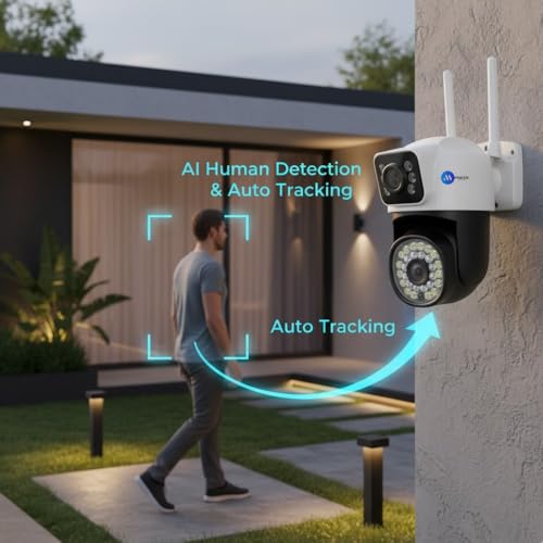 Image of Maizic Smarthome Mini SuperCamX 36IR Dual Lens 5MP+5MP Wireless Outdoor CCTV Camera | Dual Screen View | Color Night Vision | AI Human Detection | 2-Way Audio | WiFi Security Camera