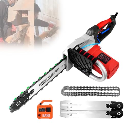 LVSEWOA Motosierra eléctrica para hormigón, cortadora de muros de Mano con Bomba de Agua y Sistema de supresión de Polvo, para Granito y hormigón Armado, 48 cm