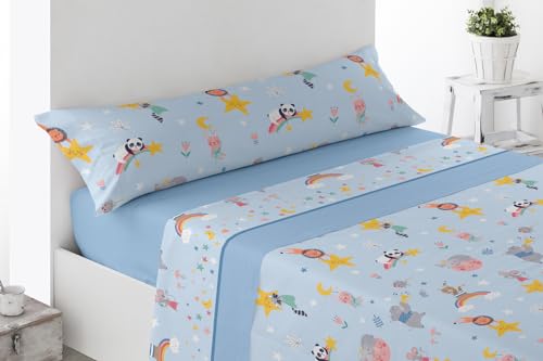 Energy Colors Textil - Hogar Funny Juego Sábanas Estampada Infantil Cama 90 Verano Poliester (Fauna)