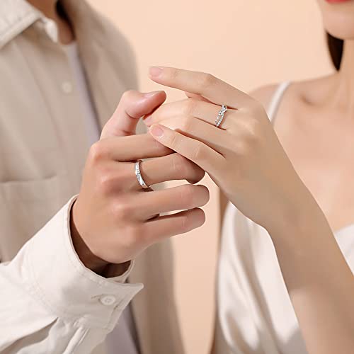 Kokoma Cubic Zirconia Wheat Matching Couple Rings Set for Him and Her Dainty Crystal Promise Engagement Rings Open Wedding Bands Statement Finger Band Jewelry Gifts with Box2