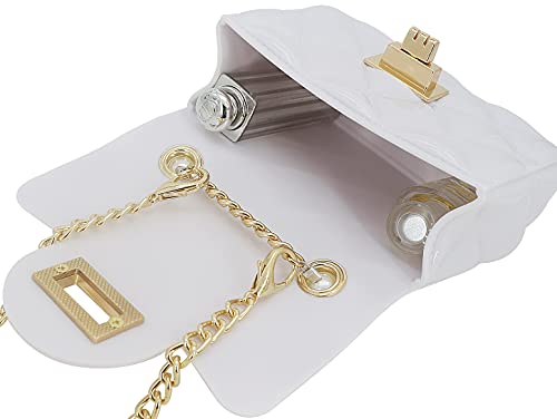 Mini Jelly Purse Flap Handbag with Pearls Top Handle Faux Quilted Crossbody Bag4