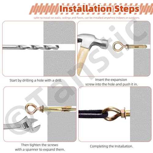 Image of Tanstic 8Pcs M16 Heavy Duty Carbon Steel Gold Tone Eye Bolts for Wall Ceiling Concrete Masonry