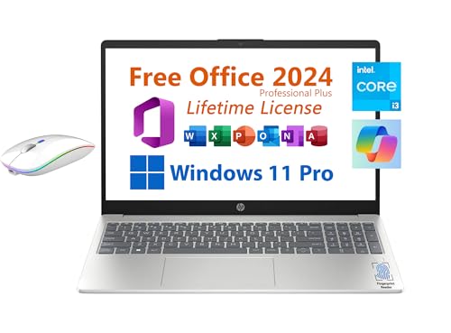 HP 15.6' Business Student Laptop, Free Microsoft Office 2024 Lifetime License, Copilot AI Chat, FHD Non-Touch, Intel 8-Core i3-N305 3.8 GHz, 16GB RAM, 1TB SSD, Long Battery Life, Windows 11 Pro