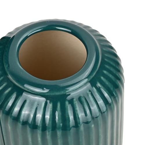 Image of Ribbed Design Ceramic Flower Vase for Living Room, Flower Pots for Artificial Flower, Home Decoration Item, Home Decor, Vases for Home, Office, or Gifts VASE ONLY NO Flowers - (Green, 6 & 8 Inch)