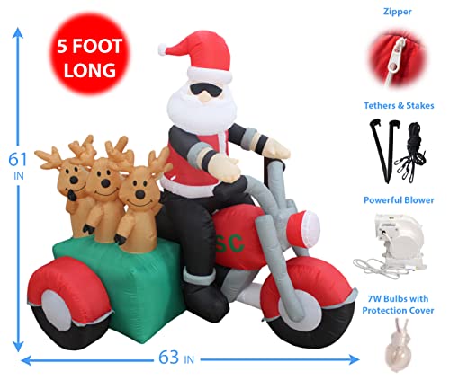 BZB Goods – Papai Noel inflável de Natal com 1,83 m de altura e três renas em motocicletas para ambi