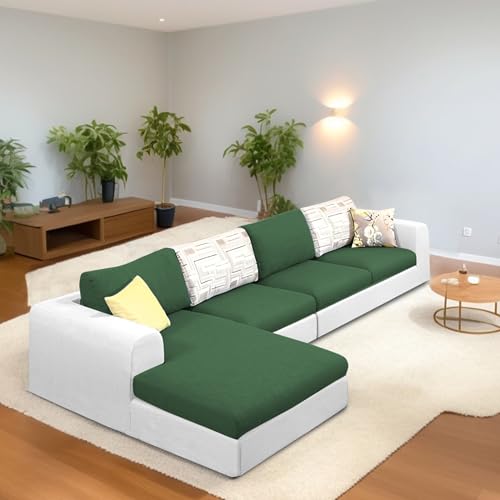 Image of Koza LHS 6 Seater L Shape Sofa Set for Living Room (Green Grey Fabric) Premium Fabric Sofa