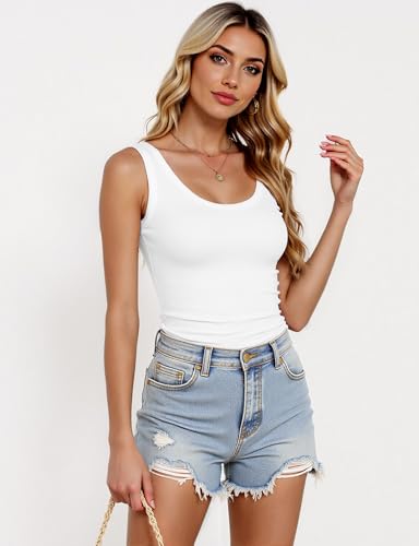 Tank Tops for Women, U Neck Ribbed Tank Top, Women Slim Knit Going Out Tops Sleeveless Basic Summer Shirts4