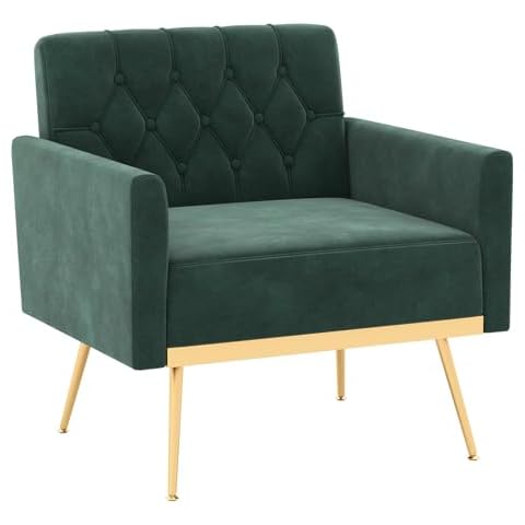 COSTWAY Velvet Accent Chair with Gold Legs Cover