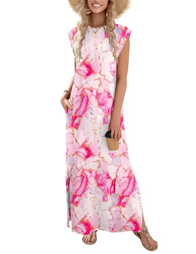 Image of Zeagoo Summer Dresses for Women 2026 Long Maxi Sundresses Loose Split Wrinkle-Free Beach Travel Vacation Clothes