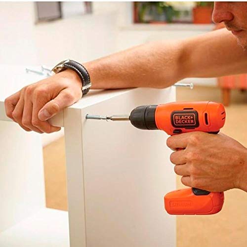 BLACK+DECKER Parafusadeira e Furadeira a Bateria 8V Ion-Litio 550 RPM com 54 Peças Carregador Bivolt