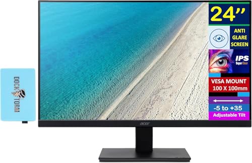 Image of Acer Vero V247Y Gbmix 24 inch FHD IPS Monitor with 4 ms Response Time, Anti-Glare, Adaptive Sync, VESA Mount (100x100mm), HDMI, VGA & Dockztorm USB Port Expander, Black (UM.QV7AA.G03)