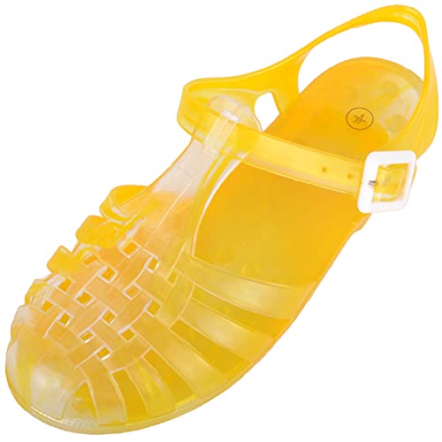 ABSOLUTE FOOTWEAR Flache Damen-Sandalen zum Reinschlüpfen, für Sommer, Urlaub, Strand, Gelee, Sandalen, gelb, 40 EU
