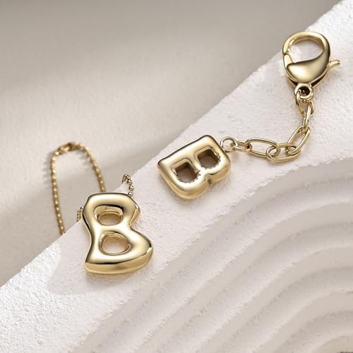 COTATI Gold Plated Bubble Letter Keychain for Women Initial Monogram Pendant Charm Keychains for Bag Handbags Purse