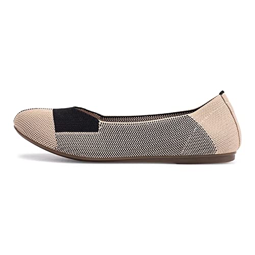Image of Frank Mully Women's Ballet Flat Shoes Knit Dress Shoes Round Toe Slip On Ballerina Flats for Woman Low Wedge Comfort Soft
