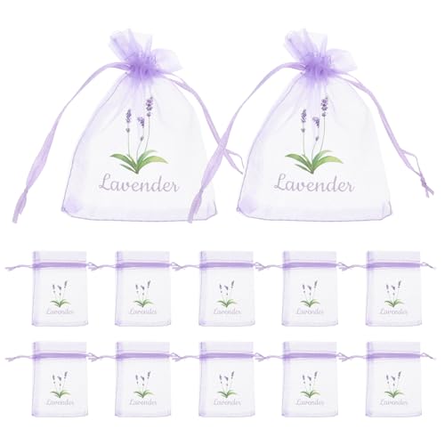LUOZZY 20pcs Lavender Sachet Bags Drawstring Lavender Pouches Lavender Bag Wardrobe Sachet Bags Empty Lavender Sachets Pouch Party Favors - Light Purple
