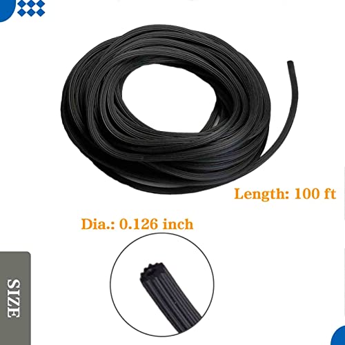 Window Screen Spline, 0.126" X 100' Window Screen Retainer Spline, Black, Tooltriz #TOP1