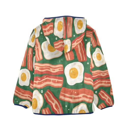 Bacon and Eggs Pattern Print Toddler Fleece Jacket Girl Boys Hooded Fleece Jacket Coat Warm Outwear Zip-up 3-10T2
