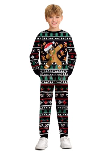 BesserBay Boys Funny Ugly Christmas 2 Piece Set with Graphic Sweatshirt and Pants 4-14 Years