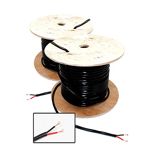 Mercury 2-Core Copper-Alloy Speaker Cable Black 100m Pair - Heavy Duty 1.5mm^2 Speaker Wire Reels for 100V PA Systems, DJ Installations & Custom Audio Setup, Flexible Insulated Cable (2x 100m)
