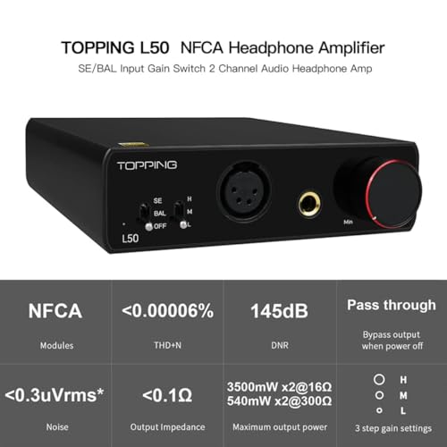 Image of Topping L50 NFCA Headphone Amplifier, 3500mW HPA HiFi SE /BAL Preamp, Silver