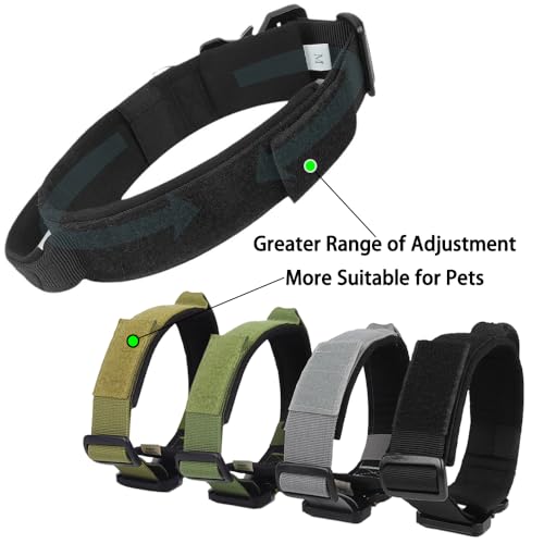 BJEBWAL Polizei Hundehalsband Polizei – Taktisches Hundehalsband mit Griff, 1000D Nylon, Metall-D-Ring für Diensthunde (Kaki, XL)