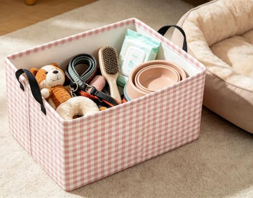 Image of Rectangle Storage Bin,Gift Basket,Room Decor(Little Pink Grid)