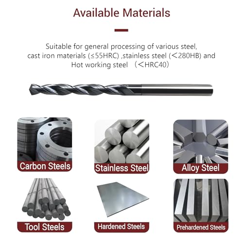 Image of 1 /8 Carbide Drill Bit : Max 700 Holes for Hardened & Stainless Steel 5pcs | Hot Working Steel, Metal, TiAlSi Coating, 135 Point Angle, For CNC & drill press,