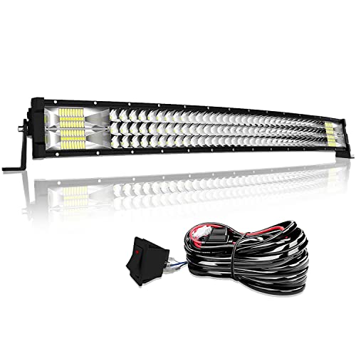 Keosow 32Inch Curved LED Light bar 441W 44100LM Work Light Triple Row Offroad Driving Lights Spot&Flood Combo Beam Waterproof Marine Boat Lights for Jeep Trucks ATV UTV SUV Tractor w/ Wiring Harne...