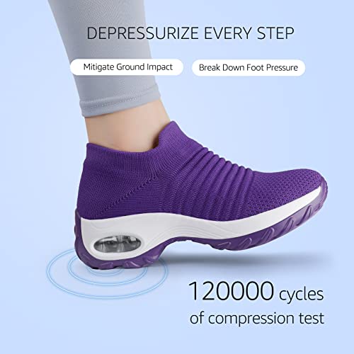 Image of HKR Women Walking Shoes Cushioned Slip On Sneakers