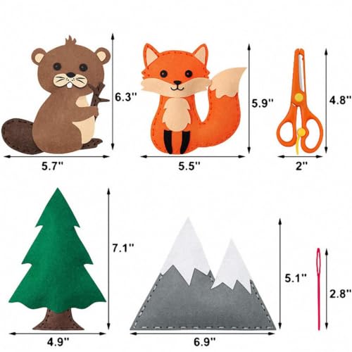 Kit de bricolage animaux en feutre pour coudre sans écran