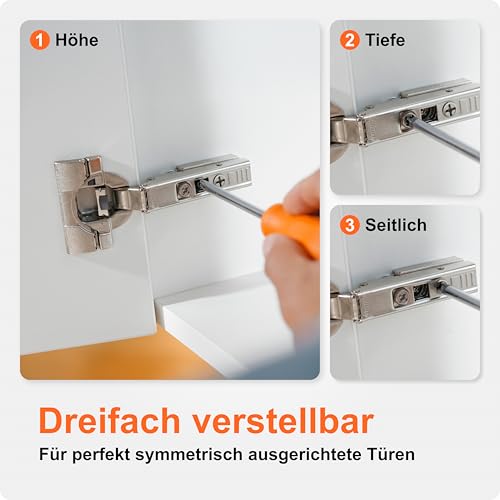 BLUM 2x CLIP top Möbelscharnier 110° I Softclose Topfscharnier 35mm I separat montierbare CLIP Kreuzmontageplatte, 0mm Distanz | 3D Seiten-, Höhen- und Tiefeneinstellung | vernickelt | Eckanschlag