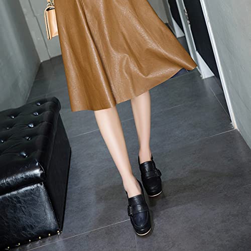 LEHOOR Women Vintage Chunky Platform Loafers Shoes Closed Round Toe Block High Heels Slingback Pumps Ankle Strap 4" Heel Platform Sandals Buckle Dressy Fashion Wedding Ladies Party Ball Prom 4-15 M US4