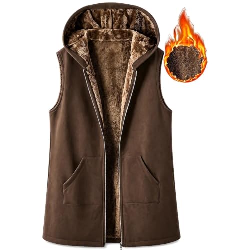 Fleece Vest Women Hooded Zip Up Cotton Sherpa Casual Jackets with Pockets - image 4